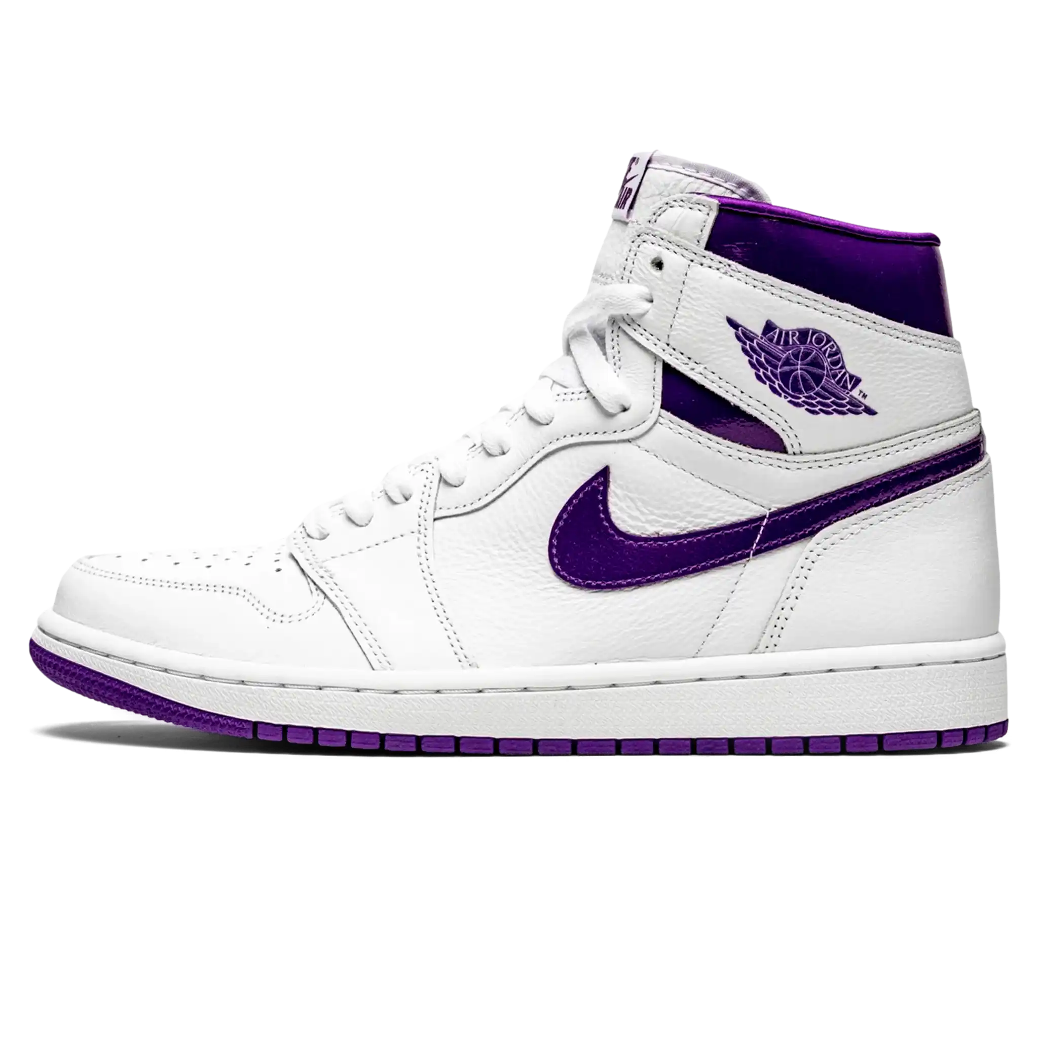 Tênis Air Jordan 1 High "Court Purple White" Branco / Roxo