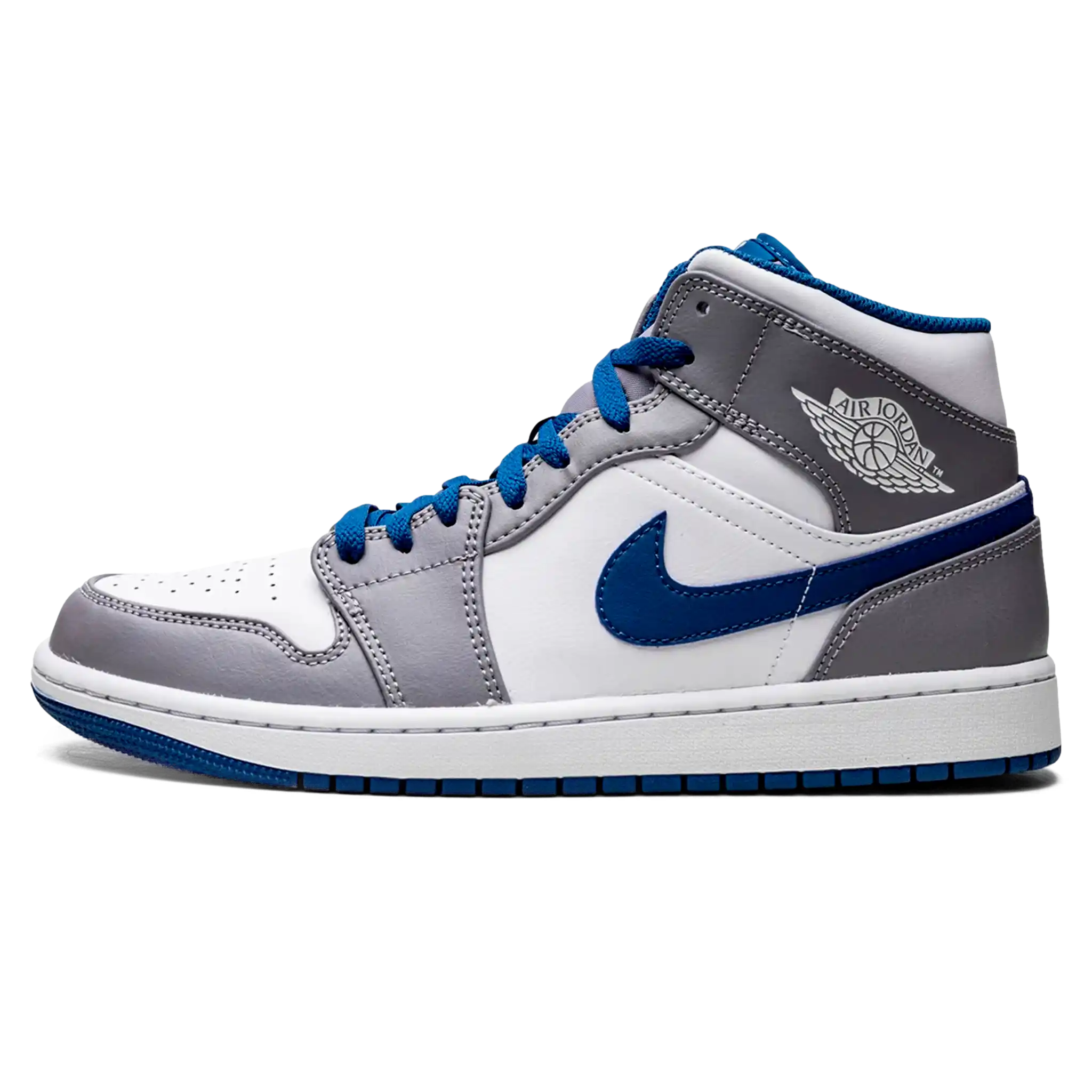 Tênis Air Jordan 1 Mid Masculino "True Blue" Cinza / Azul